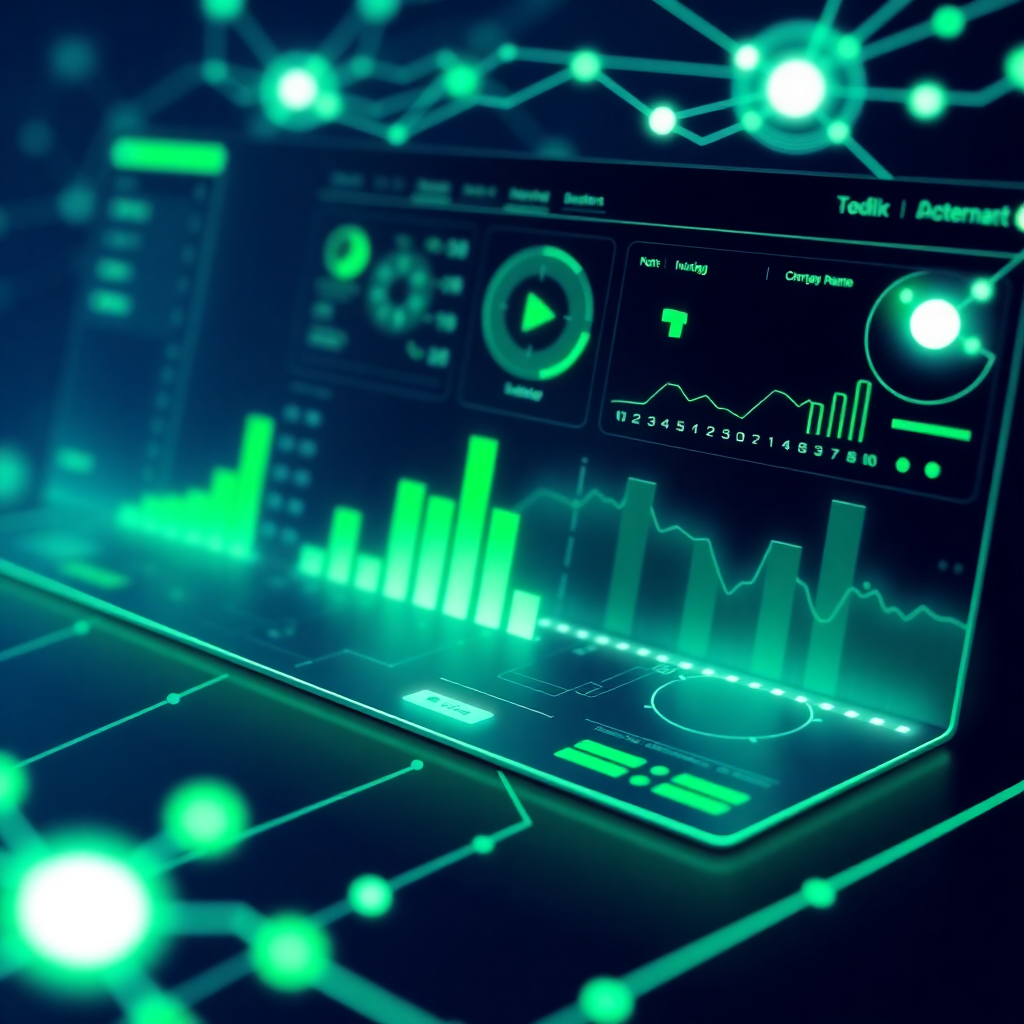 Futuristic dashboard with glowing nodes